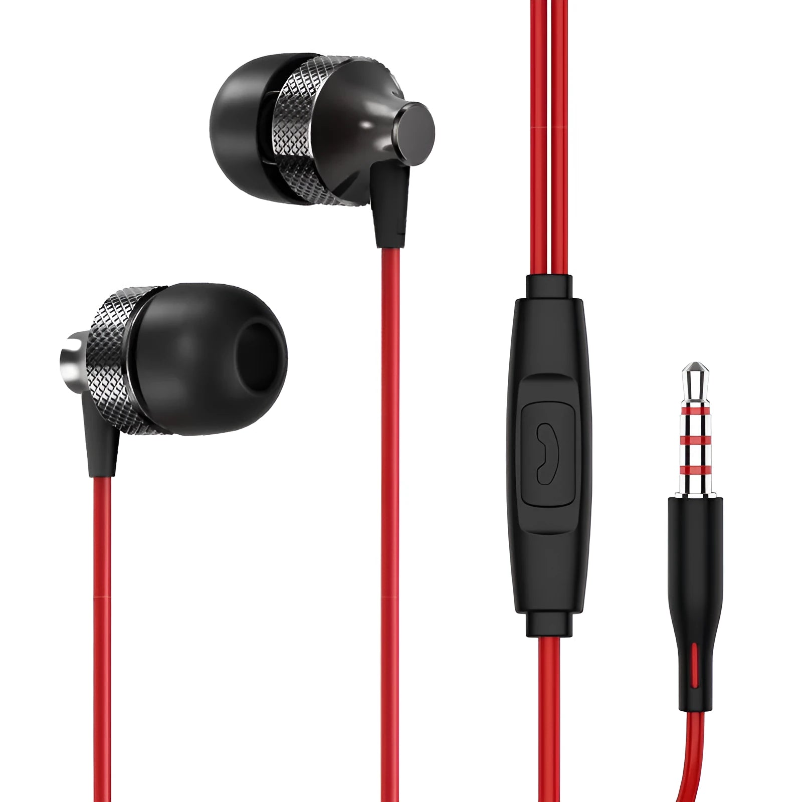 Auricular Metal Fever heavy bass copper in-ear headphones with microphone on wheat cable in black colour
