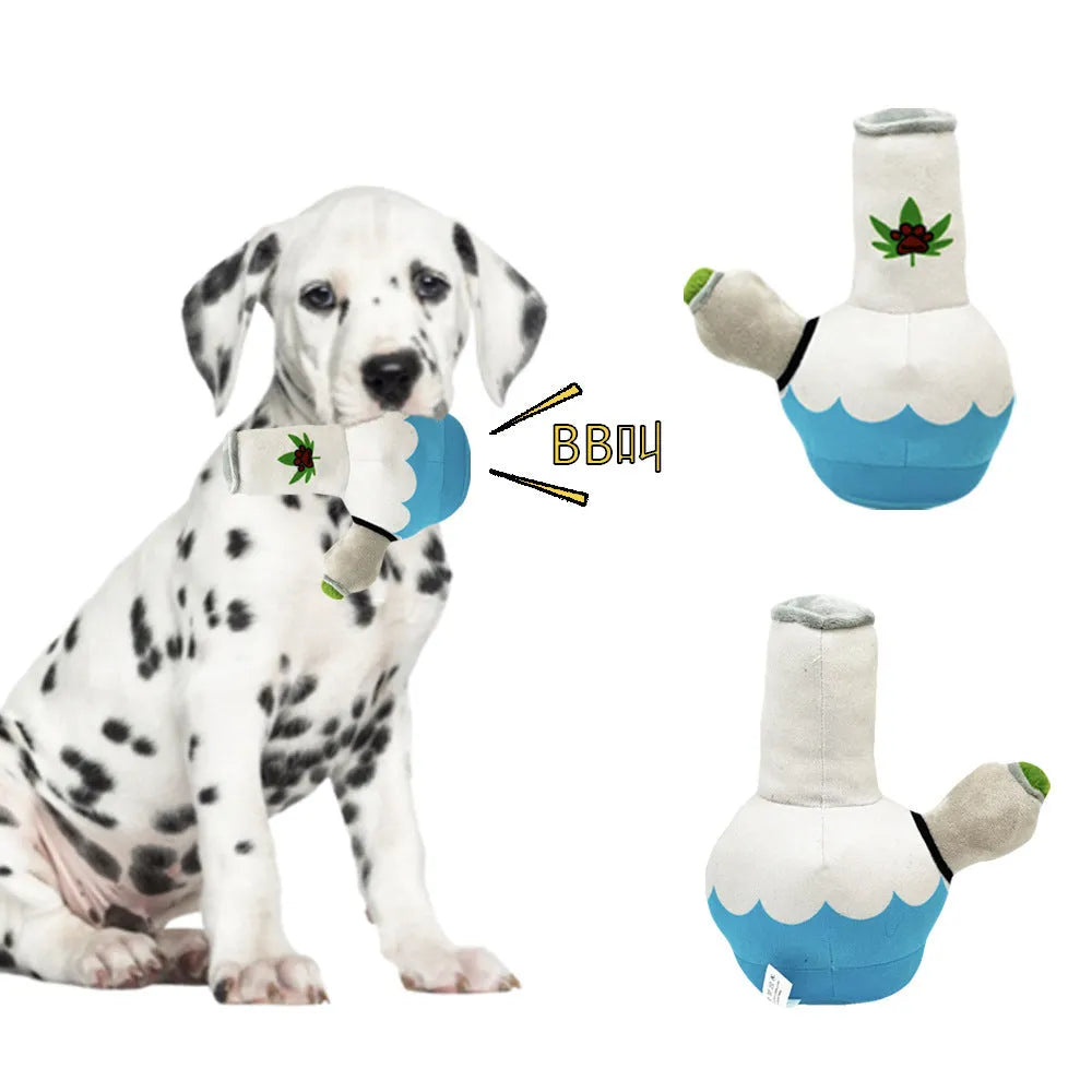 Kettle-shaped plush dog toy with squeaker, 24 cm bite-resistant pet chew toy