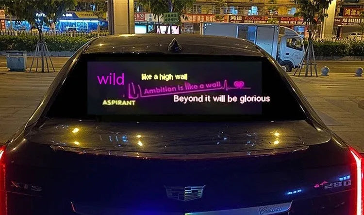 Voice control car rhythm lamp with 90x25 cm electroluminescent panel showing music synchronisation lighting
