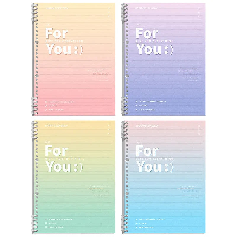 Removable coil notebook with gradient colour cover and wood-free paper pages in A4 and B5 sizes
