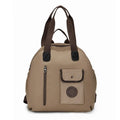 Large outdoor nylon backpack in black, shown with dimensions and sandwich pocket detail.