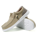 Men's green and orange canvas casual shoes with colourful mosaic panelling and rubber soles