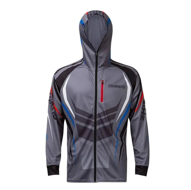 Ice silk long-sleeved fishing suit in black with quick-dry and anti-mosquito features