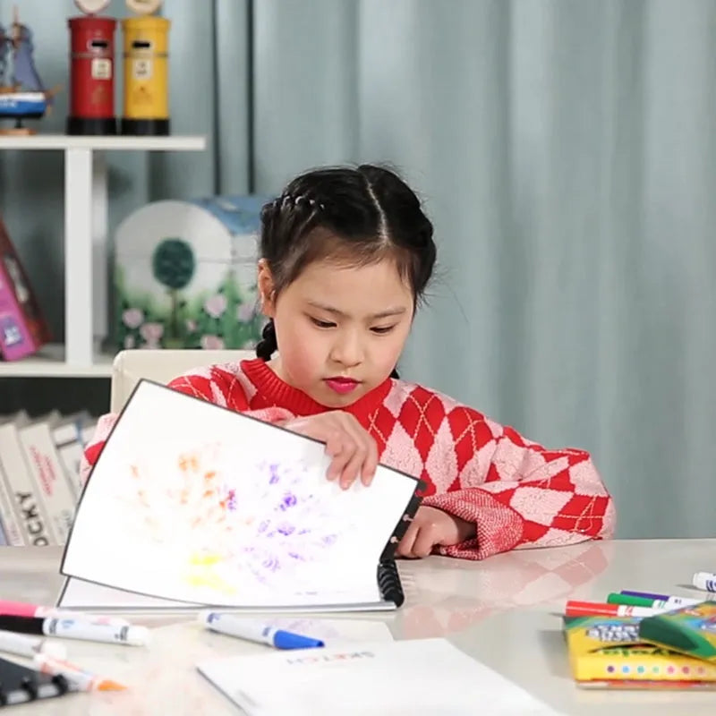 Children's drawing book A4 size with PP cover in black, orange, and white options