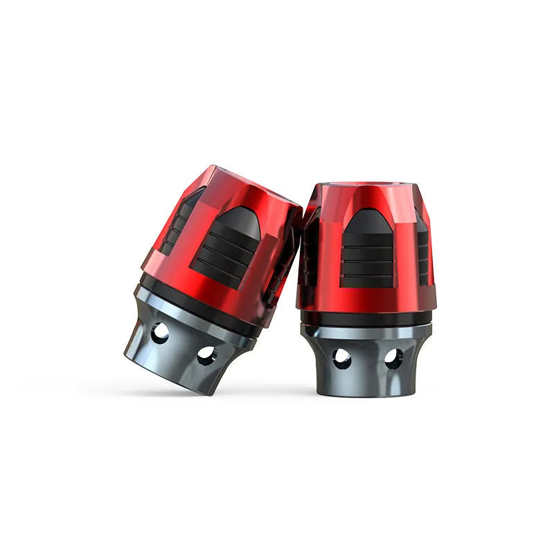 Pair of anodised aluminium fork cups for motorcycle and electric car front axle anti-drop installation