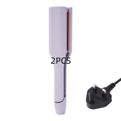 32mm pink hair curling iron with ceramic barrel and 4 heat settings on white background