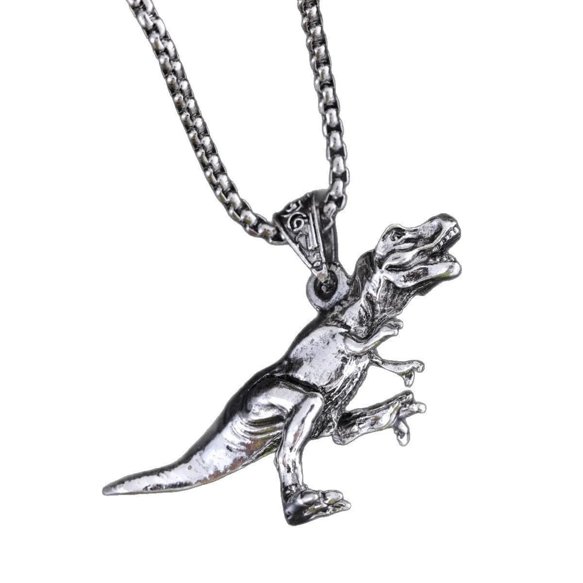 New hip hop style titanium dinosaur pendant necklace for men women