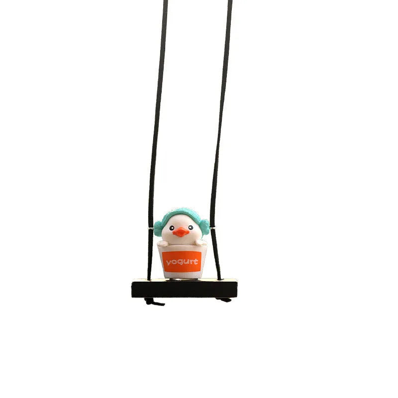 Yellow plastic duck doll car hanging ornament with four design variations