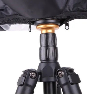 Clear transparent PVC DSLR camera rainproof cover with elastic hem and adjustable drawstring hood