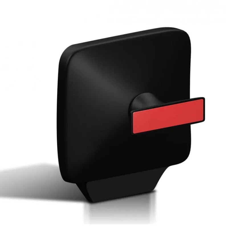 Compact car rear view mirror with plastic housing and glass surface, measuring 7x6x1cm.