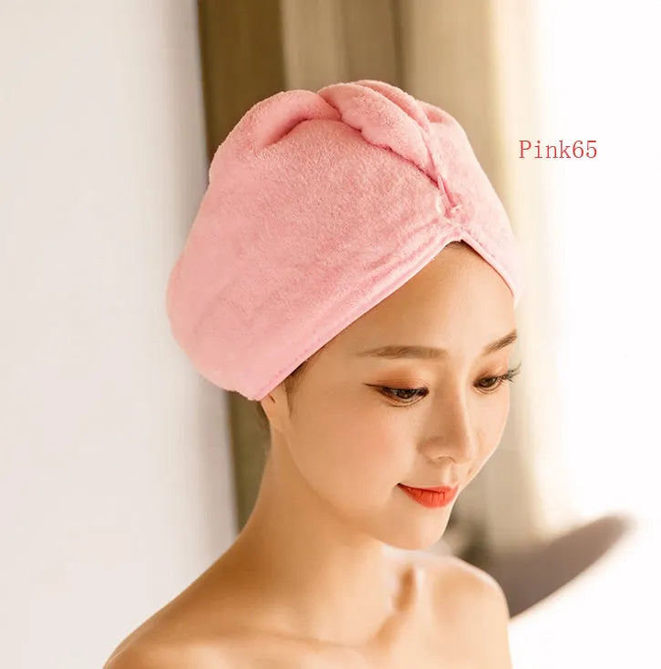 Women's microfiber hair dryer cap, absorbent hair towel, shown in a solid colour
