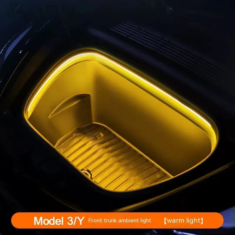 Tesla Model 3/Y front backup box ambience lighting kit with soft silicone light bar in three colour options