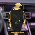 Eagle design car phone holder with wireless charging base in black and gold colour option