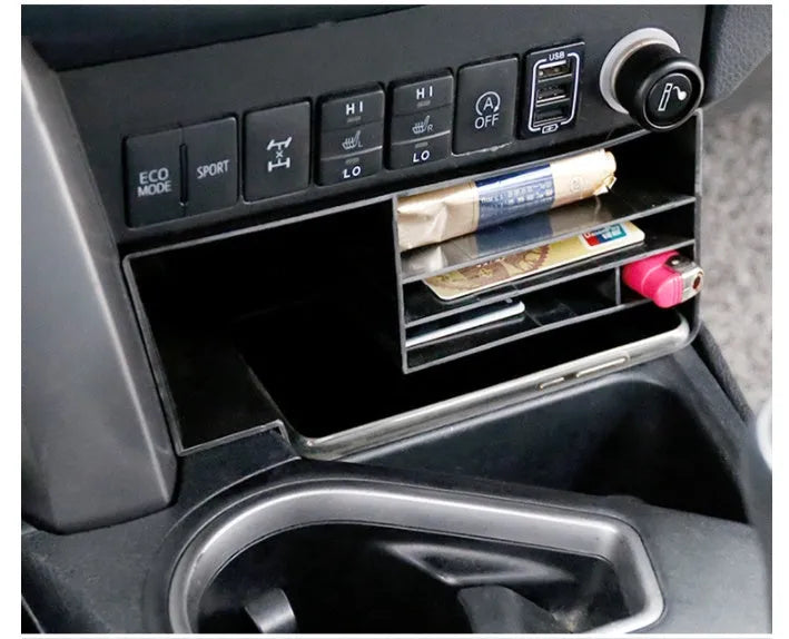 Black plastic center console storage box for Toyota RAV4 and Rongfang with plug-in design