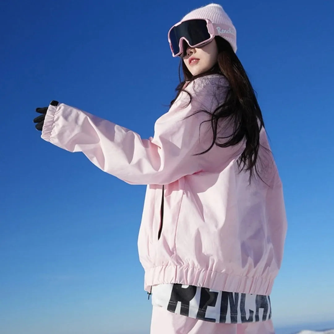 Winter waterproof skateboard and ski suit in cotton blend fabric with jacket and trousers