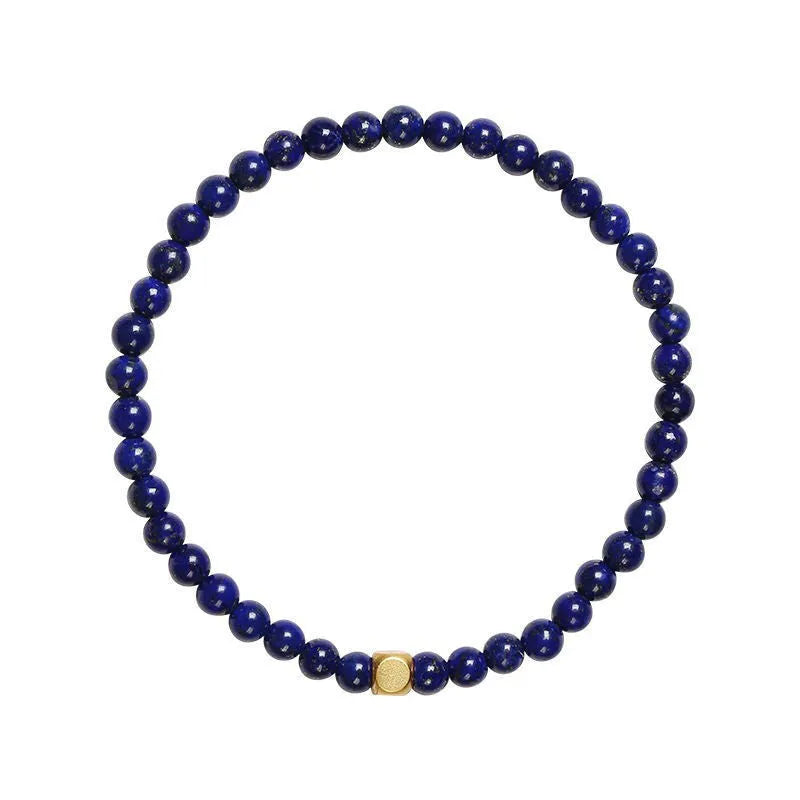 Geometric green gold stone natural crystal bracelet with a 16mm bead.