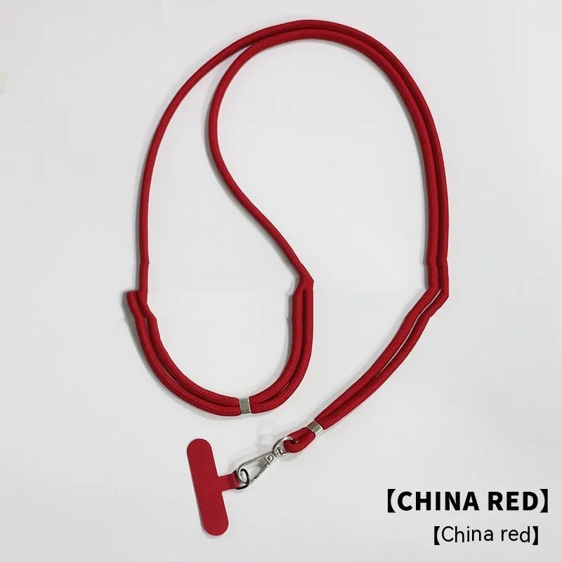 General drop-resistant phone lanyard in nylon with injection-moulded clip and gasket, 160cm length, 12g weight, available in multiple colours