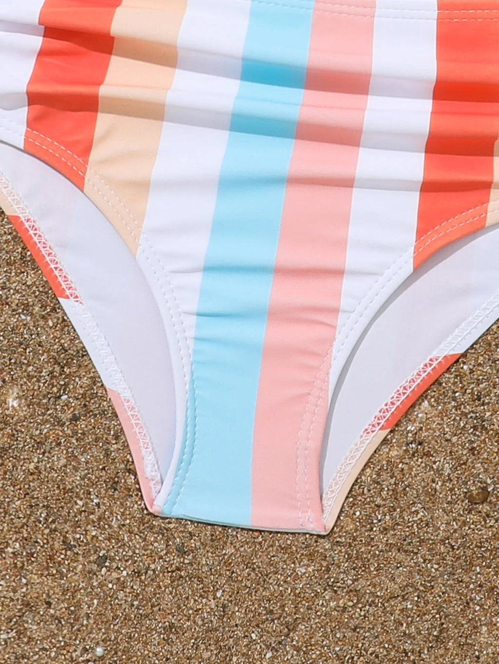 Girls plaid print briefs style swimsuit with polyester lining for swimming