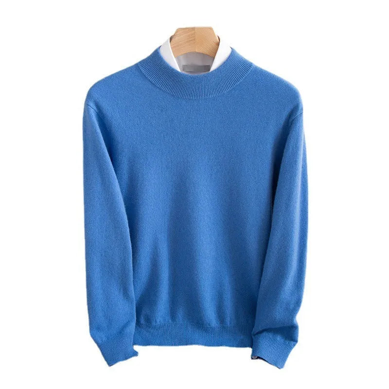 Men's half-collar wool sweater in loose fit winter jumper available in multiple colours