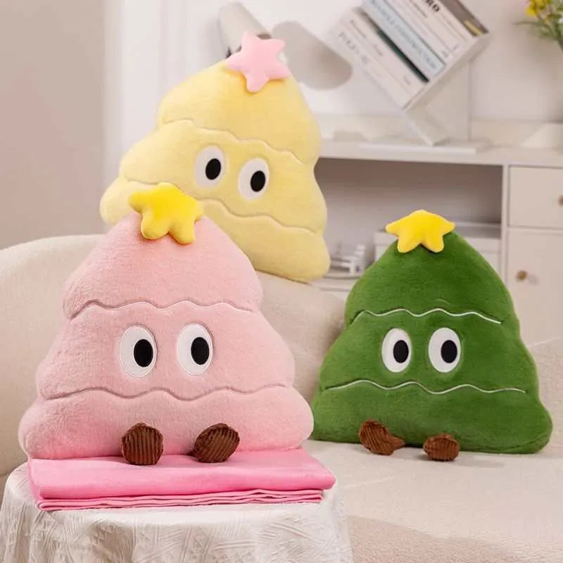 55cm Christmas tree pillow plush sleeping doll in green colour with PP cotton filling