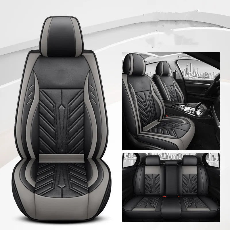 Full-leather car seat cushion with contrast stitching in Nordic Green colour