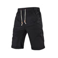 Men's solid colour cotton blend sports shorts with drawstring waistband and zipper pocket
