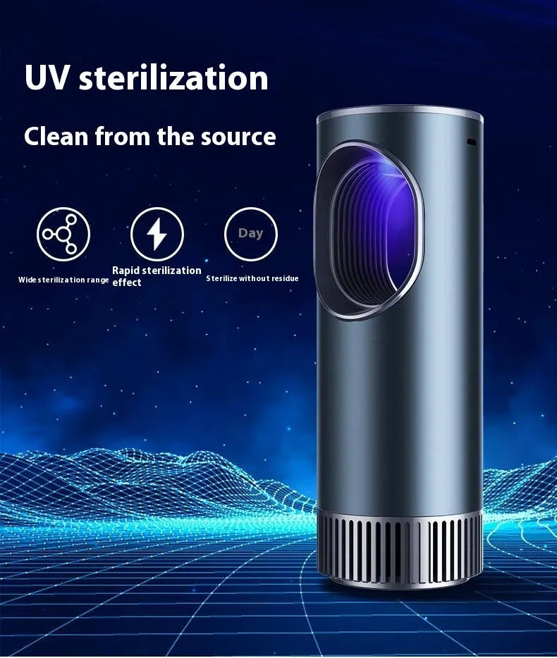 Black USB-powered car air purifier for formaldehyde removal and air ionisation.