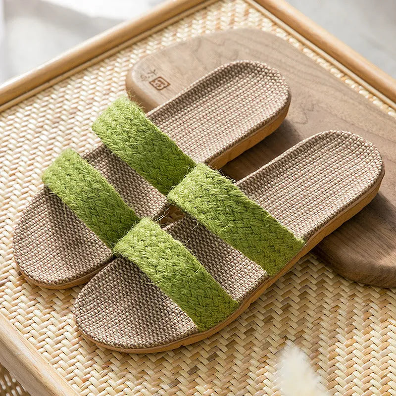 Women's indoor non-slip platform flip-flops with linen upper, available in multiple colours, size 35-40