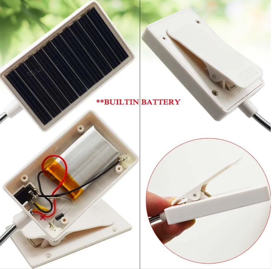White plastic solar-powered LED garden light with a button switch, shown for outdoor use.