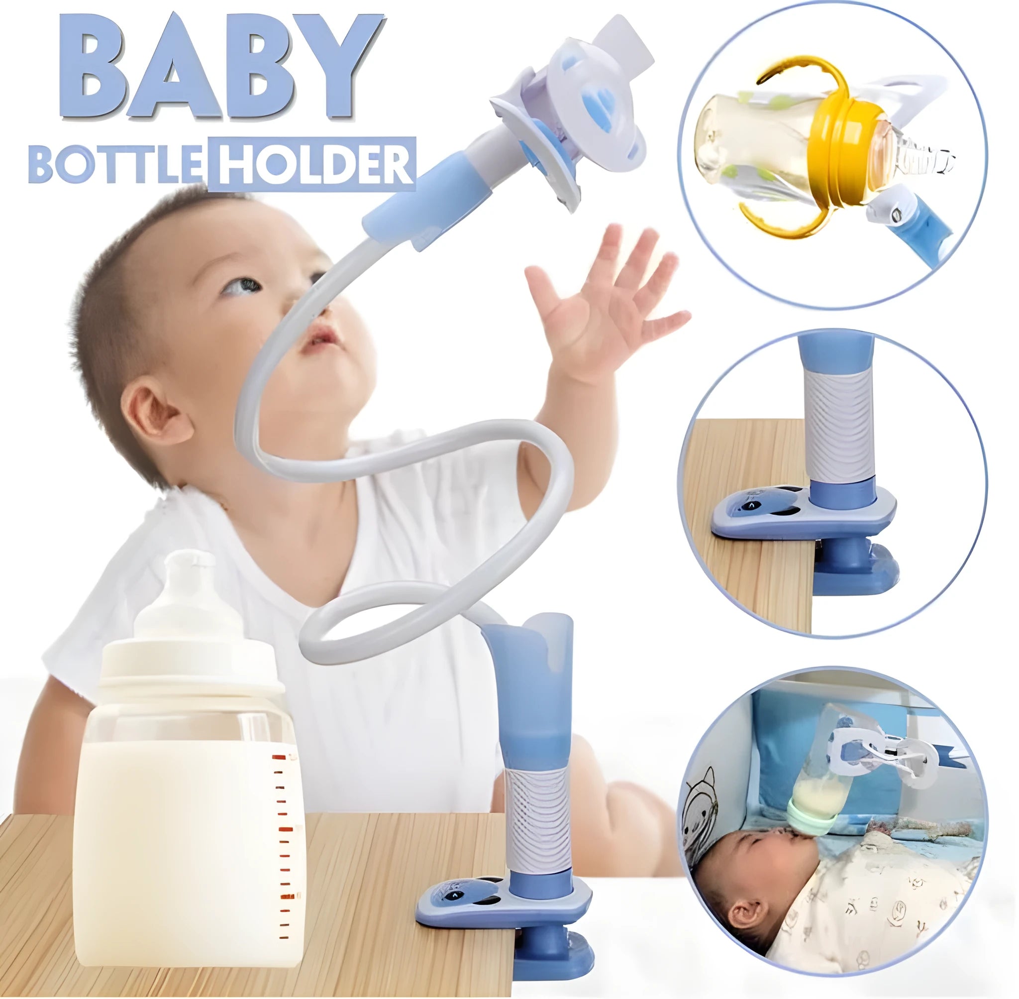 Blue baby feeding bracket with 1.05 metre extended length for lactation stage support