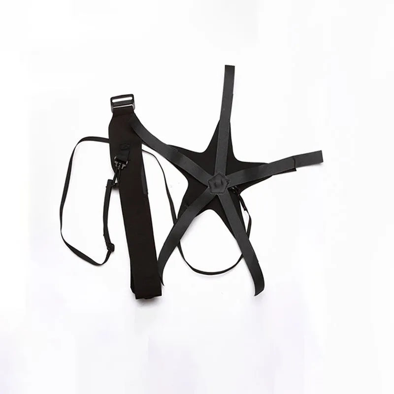 Black football juggling belt with rotating mechanism and 2 metre length for solo training