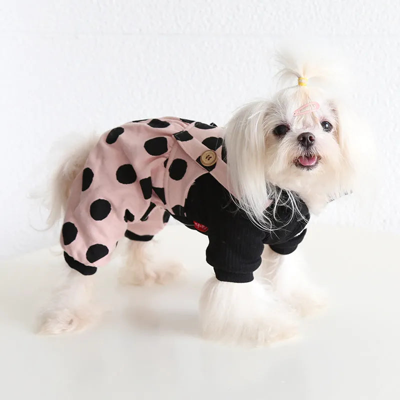 Lapel shoulder strap pet clothing set for couples matching outfits with five size options
