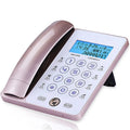 Gold G188 landline telephone with LCD touch screen display showing caller information and lunar calendar