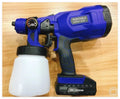 Blue cordless automatic paint spray gun with watering can and 1.8mm nozzle