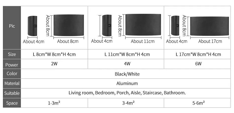 Waterproof LED wall lamp with aluminium shell in white, 60-degree beam angle, outdoor wall mounting