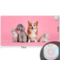 Intelligent heated desk mat with temperature control buttons and LED indicators on desktop