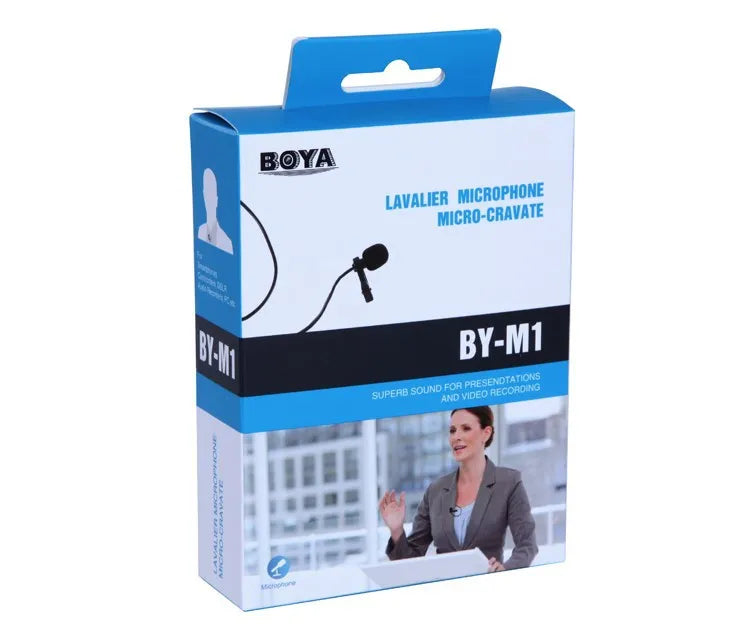 Black lavalier microphone professional camera with clip and 3.5mm plug