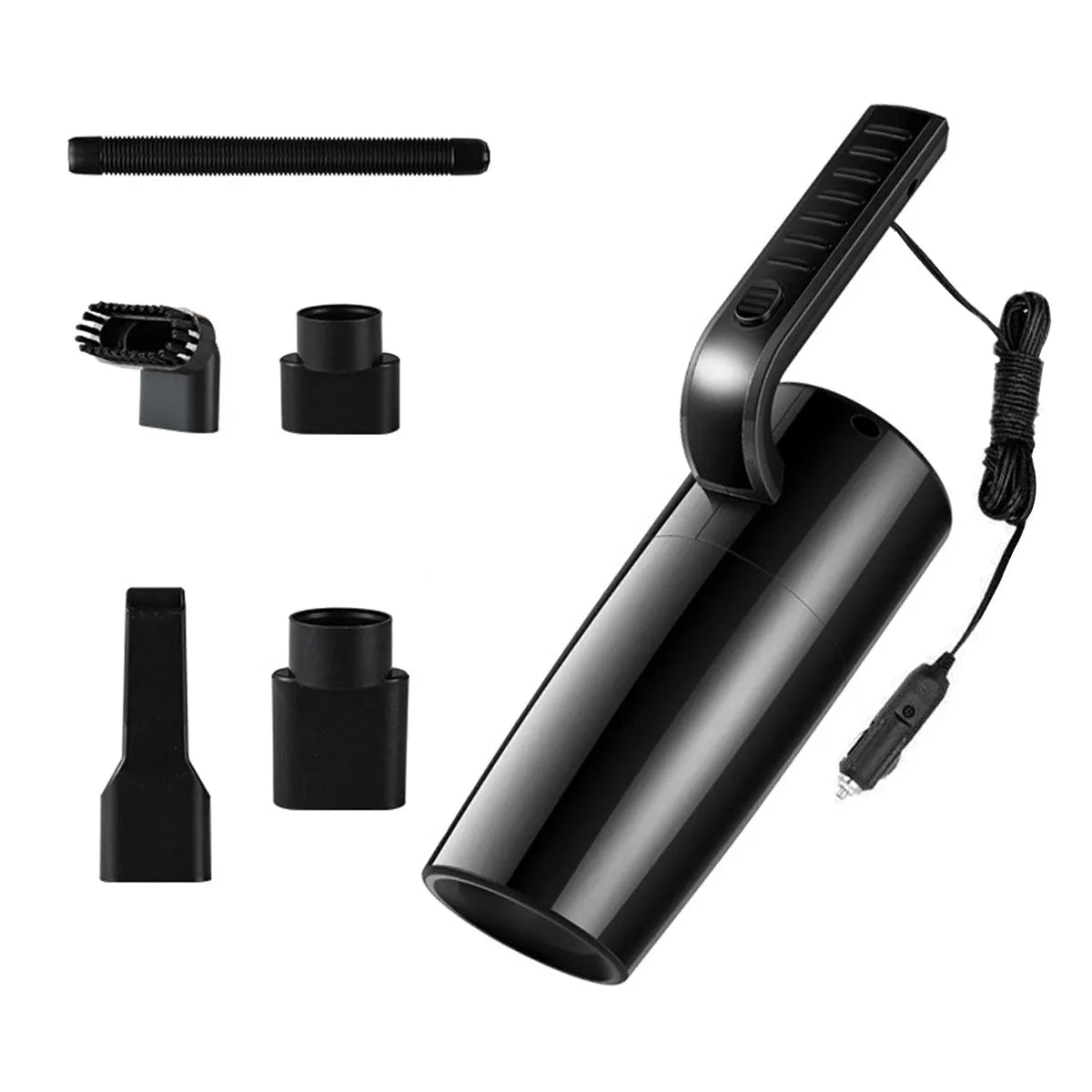 Mini car vacuum cleaner black ABS handheld 4500PA 12V with 5 metre cord