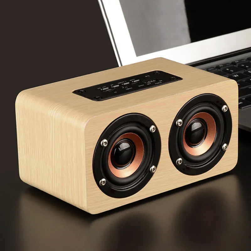 Wireless Bluetooth speaker W5 with wooden shell in redwood grain finish