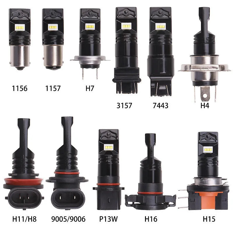 CSP LED fog lamp bulb for 9005 9006 sockets with six chips and aviation aluminium body.