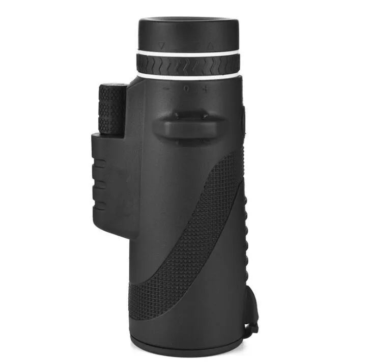 Black 40x60 monocular telescope with waterproof housing and FMC green film lens for outdoor observation.