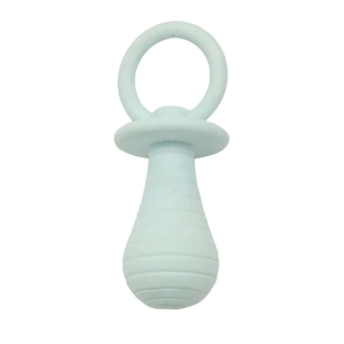 Soft TPR pacifier chew toy for puppies and kittens in blue, with internal squeaker.