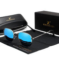 Classic round-frame retro sunglasses for men in black, shown from the front.