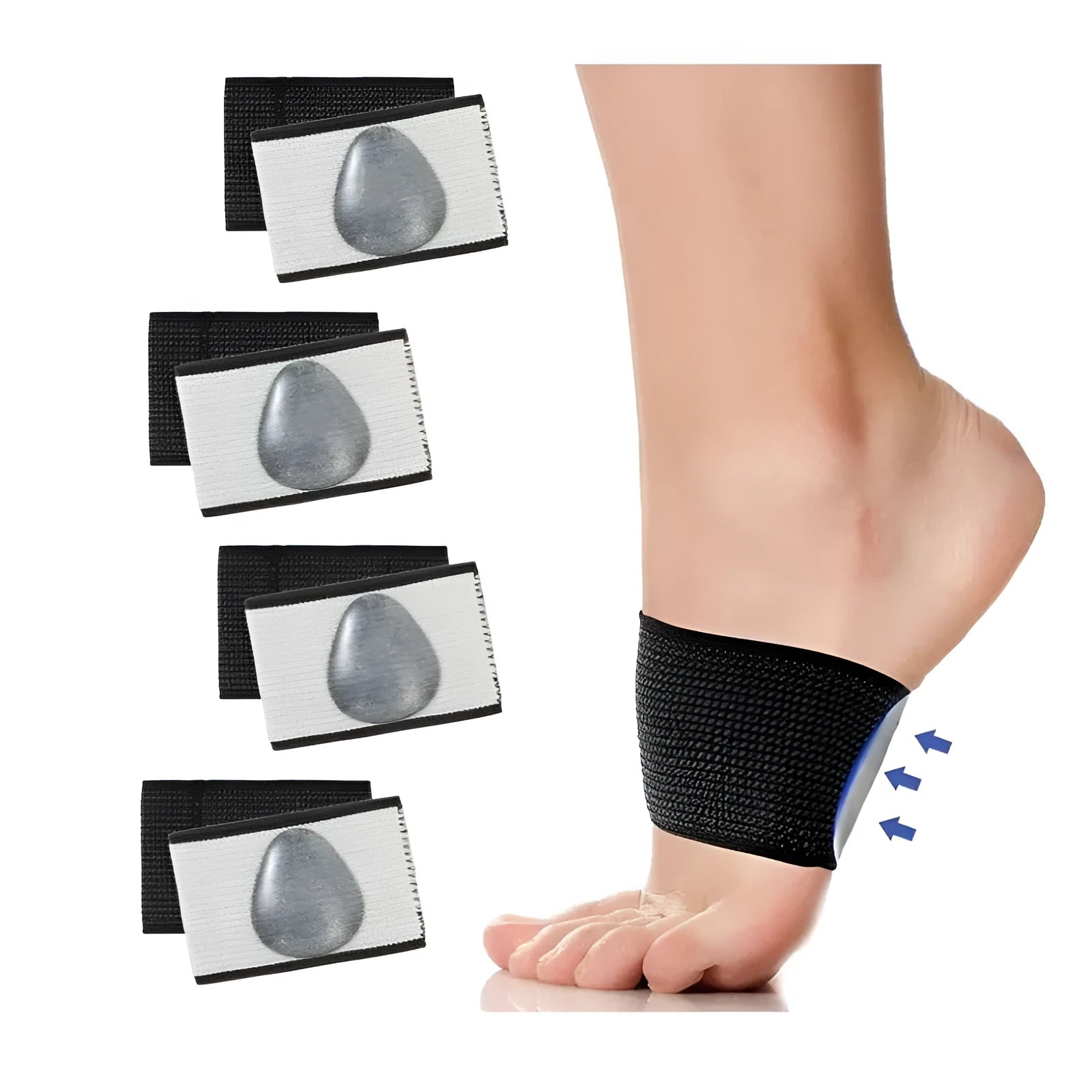 Elastic flat foot support bandage with heart-shaped PU design for arch support