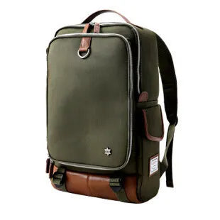 Modern Oxford cloth men's backpack in Army Green colour, showing its large capacity and structured design