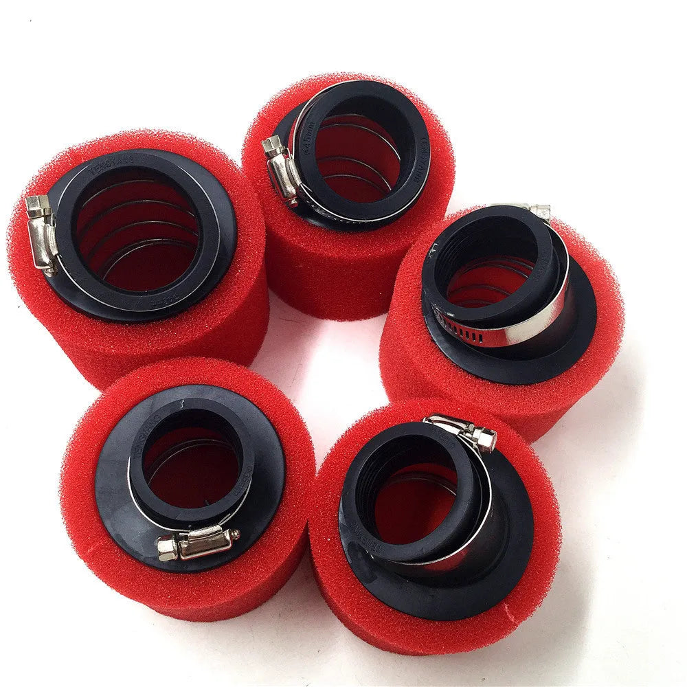 Double-layer sponge air filter for off-road motorcycles, straight mouth, 35mm-45mm inner diameter, red and black options