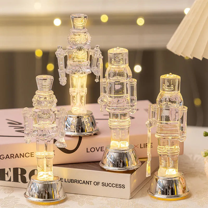 Transparent plastic walnut soldier nutcracker Christmas ornament in one of four available styles.