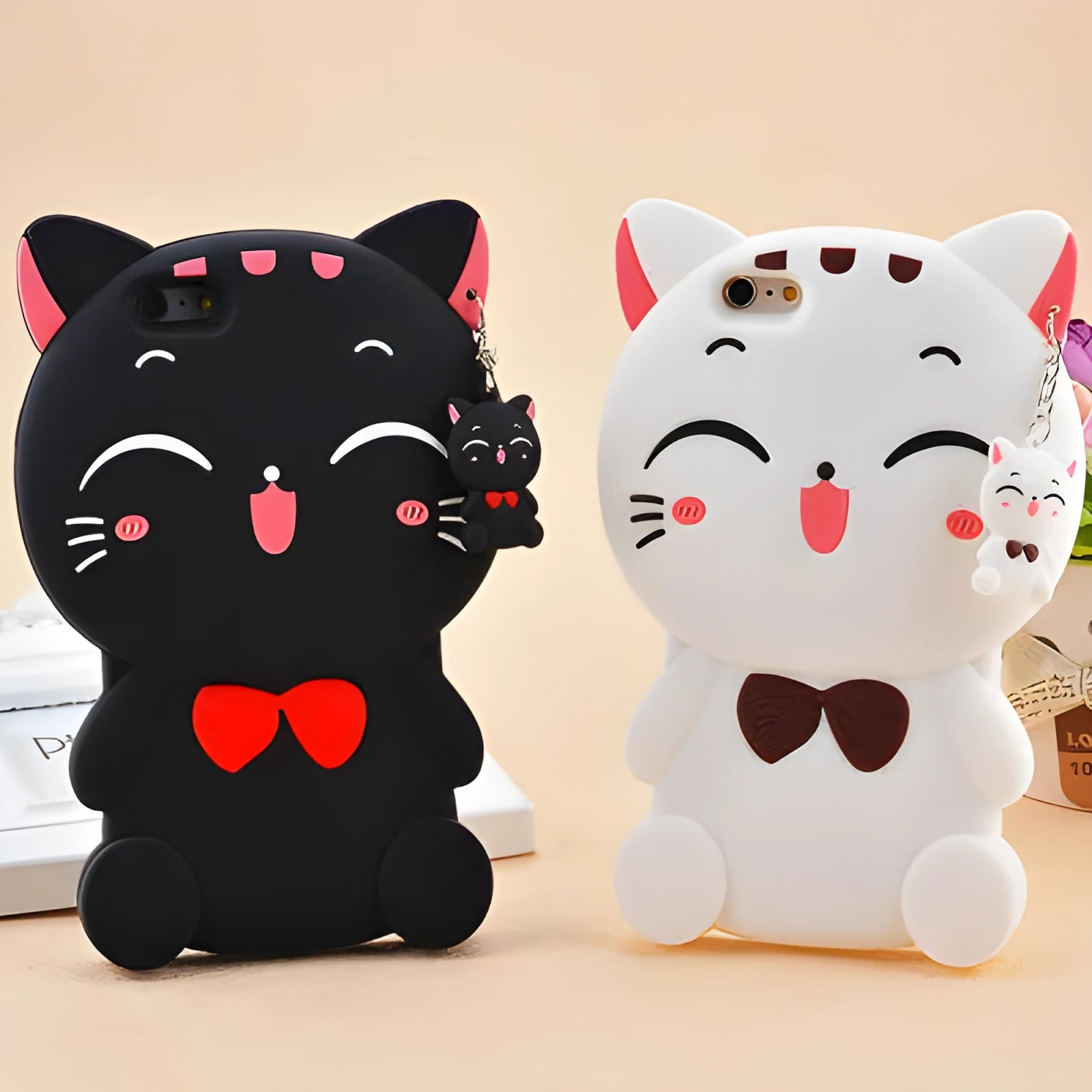 Soft silicone protective phone case shown in one of four styles, fitting a Samsung Galaxy or Apple iPhone model.