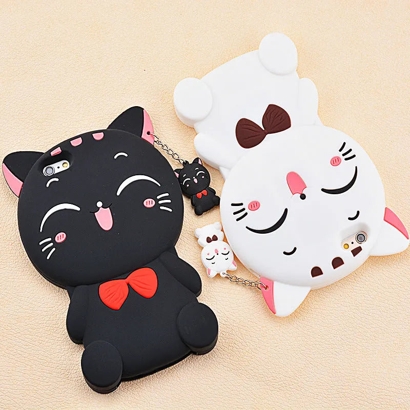 Soft silicone protective phone case shown in one of four styles, fitting a Samsung Galaxy or Apple iPhone model.