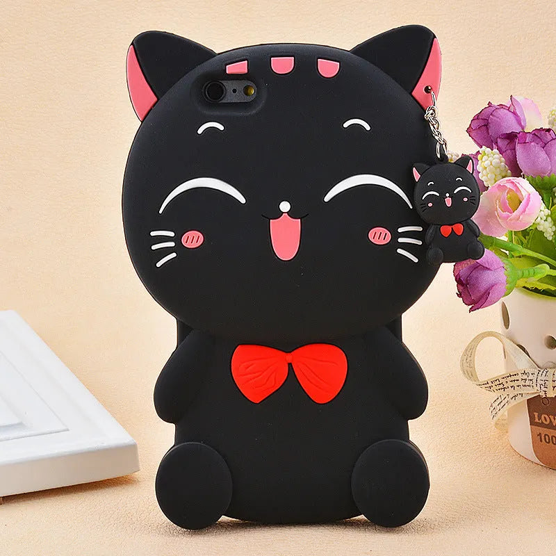 Soft silicone protective phone case shown in one of four styles, fitting a Samsung Galaxy or Apple iPhone model.